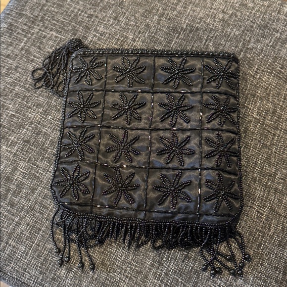 Vintage Black Beaded Cocktail wristlet/hand bag - Picture 1 of 3